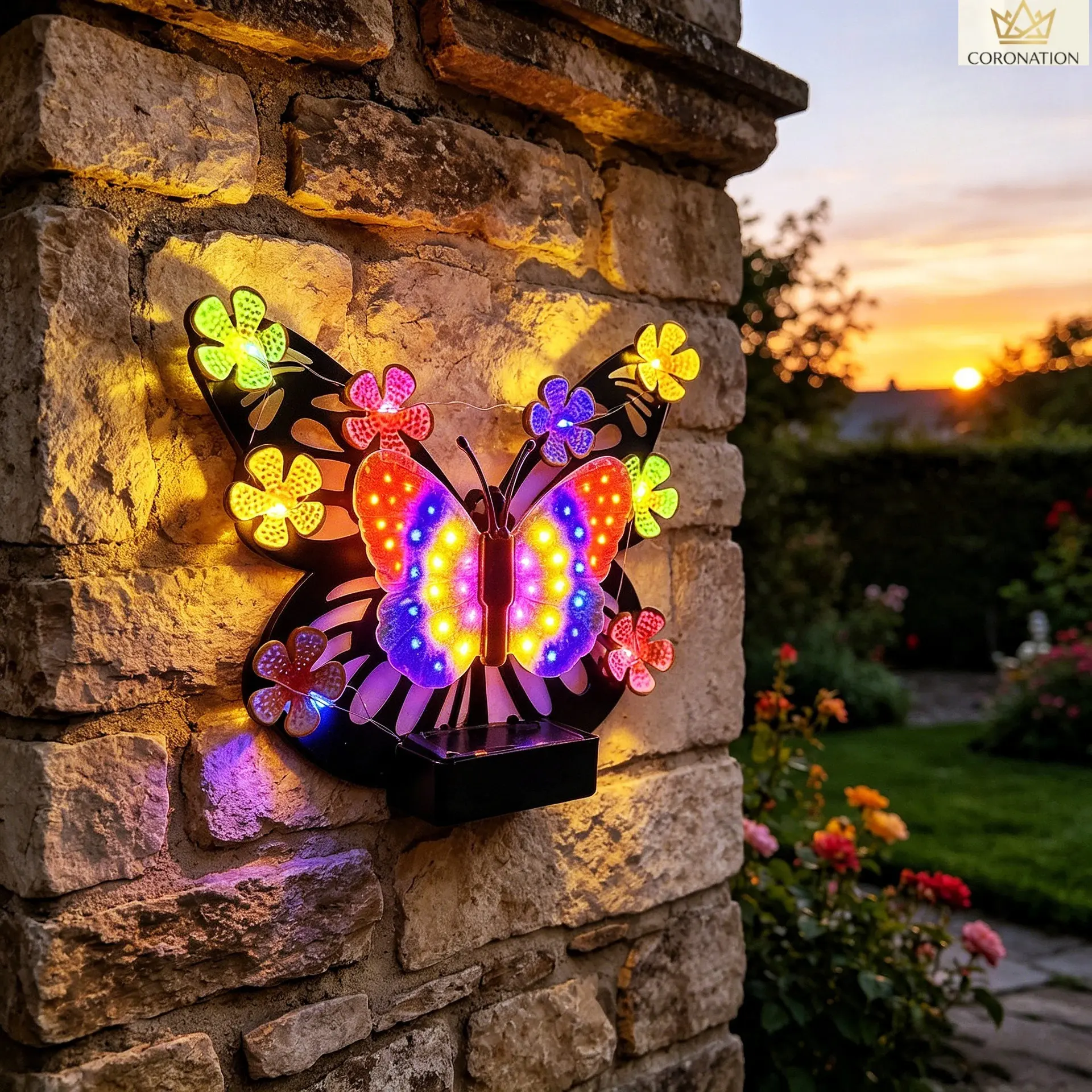 Outdoor Solar Wall Light Waterproof Butterfly Design Auto On/Off LED Lamp for Garden Patio Yard Walkway Porch Decor
