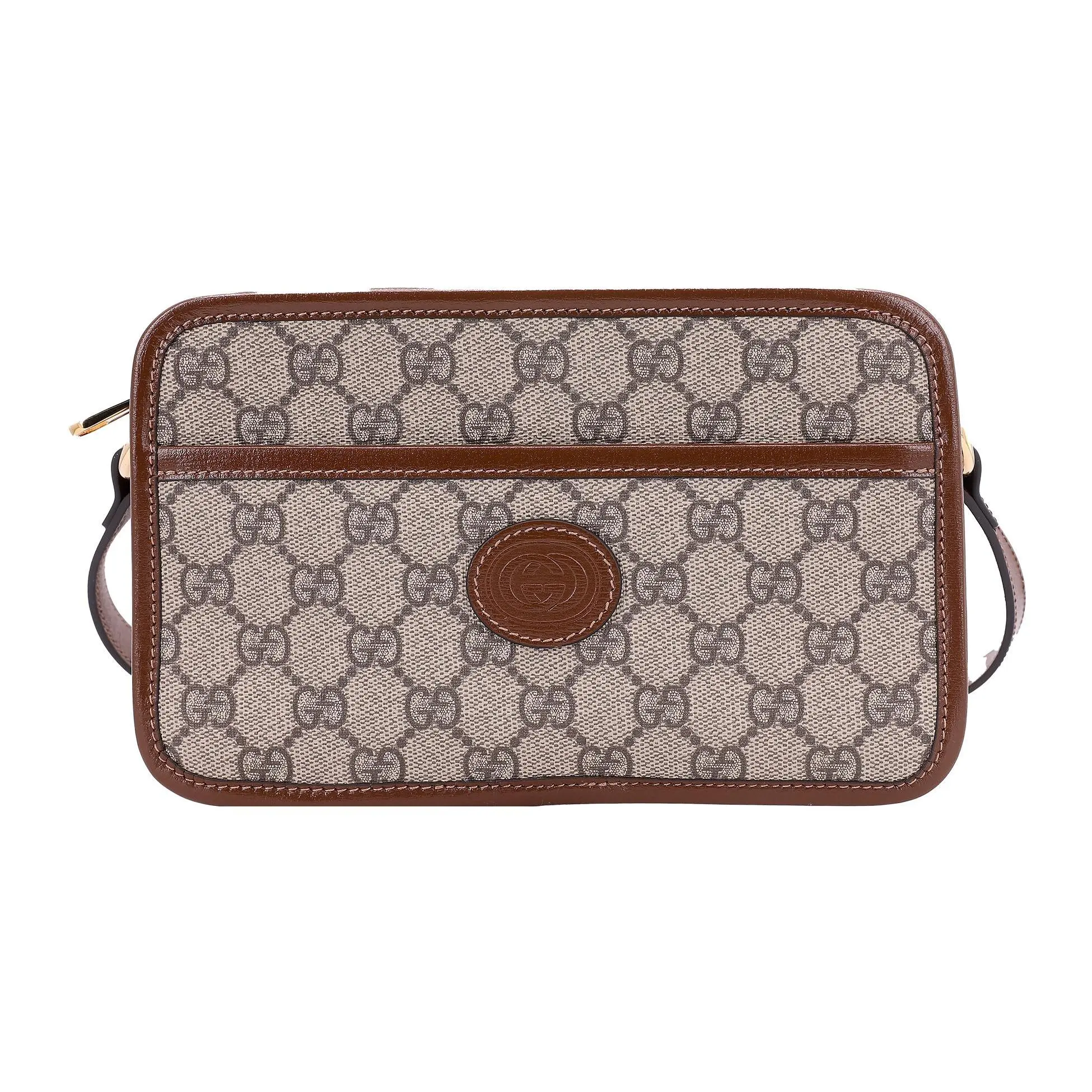 Gucci Vintage GG Logo Canvas and Leather Crossbody Bag – Unisex Mini Bag in Ebony and Brown