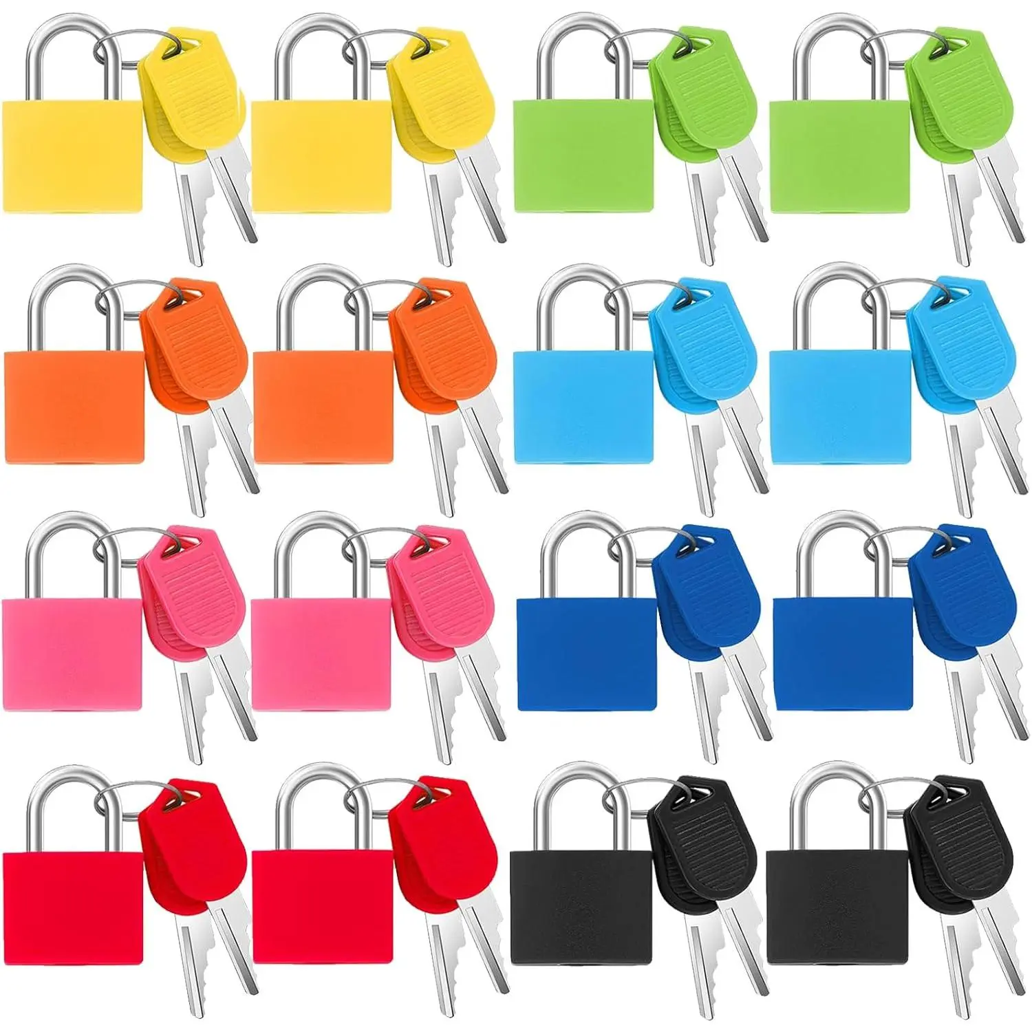 smilixin 16 PCS Suitcase Locks with Keys,Small Locks with Keys,8 Colors | Metal Luggage Padlocks with Key,Lock Luggage Locks Mini Keyed Padlock for Backpack Boxes Laptop Bag School Gym Locker,23 mm