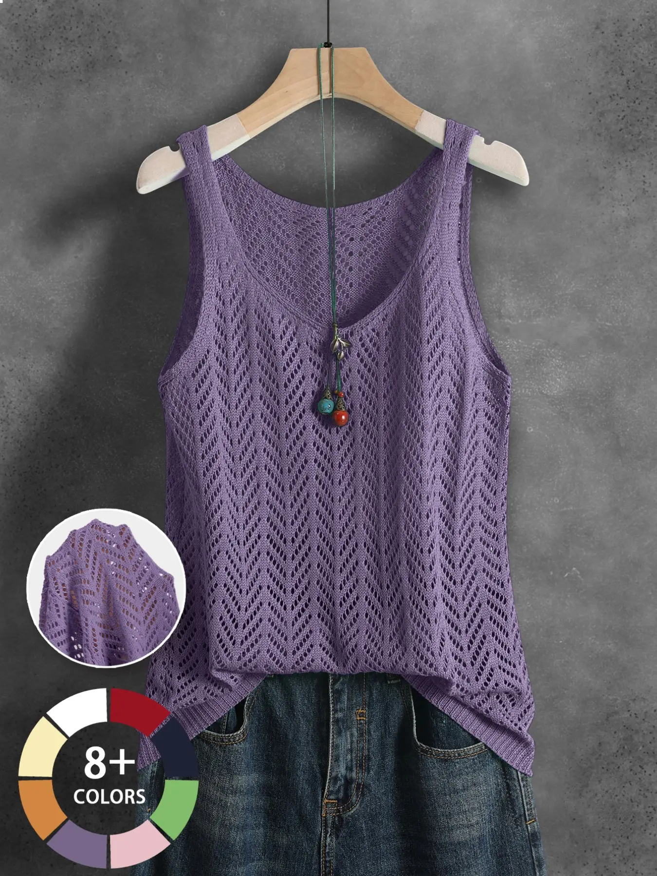 Women's Rhombus Knitwear Knitting Sheer Breathable Lightweight Loose Fit Basic Tops, Vintage Casual Leisure Style, Versatile for Travel, Sports, Festivals, Daily Wear, Summer & All Seasons