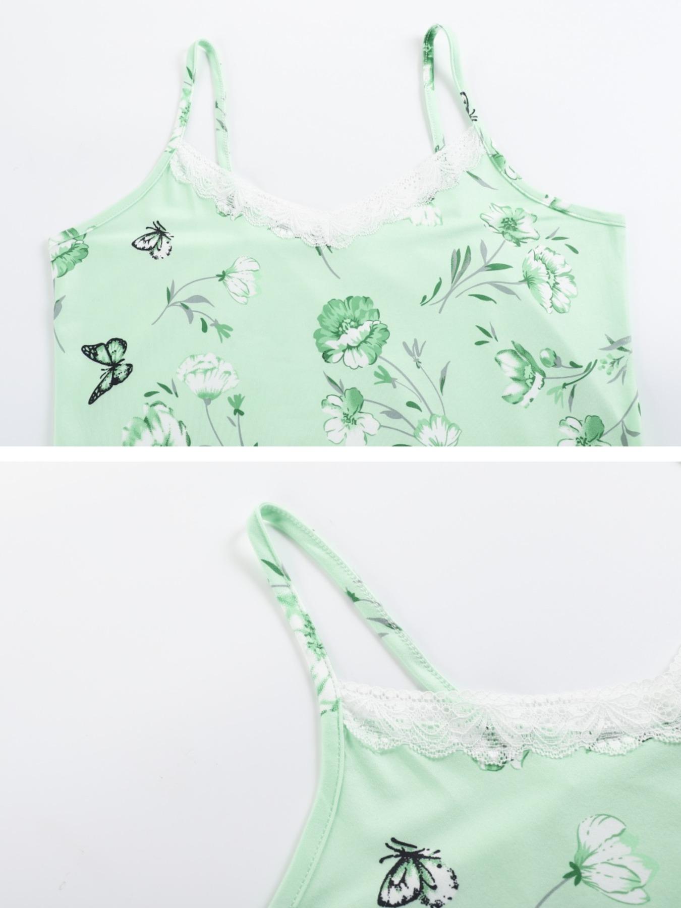 Women's Floral Print Belted Robe & Cami Nightdress Two-piece Set, Casual Comfy Lounge Set for Women, Ladies Sleepwear for All Seasons, Loungewear