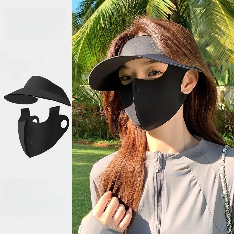 Men Summer Sun Hat with Face Shield, Full Face Neck Cover UV Protection Outdoor Cycling Face Kini Sun Mask