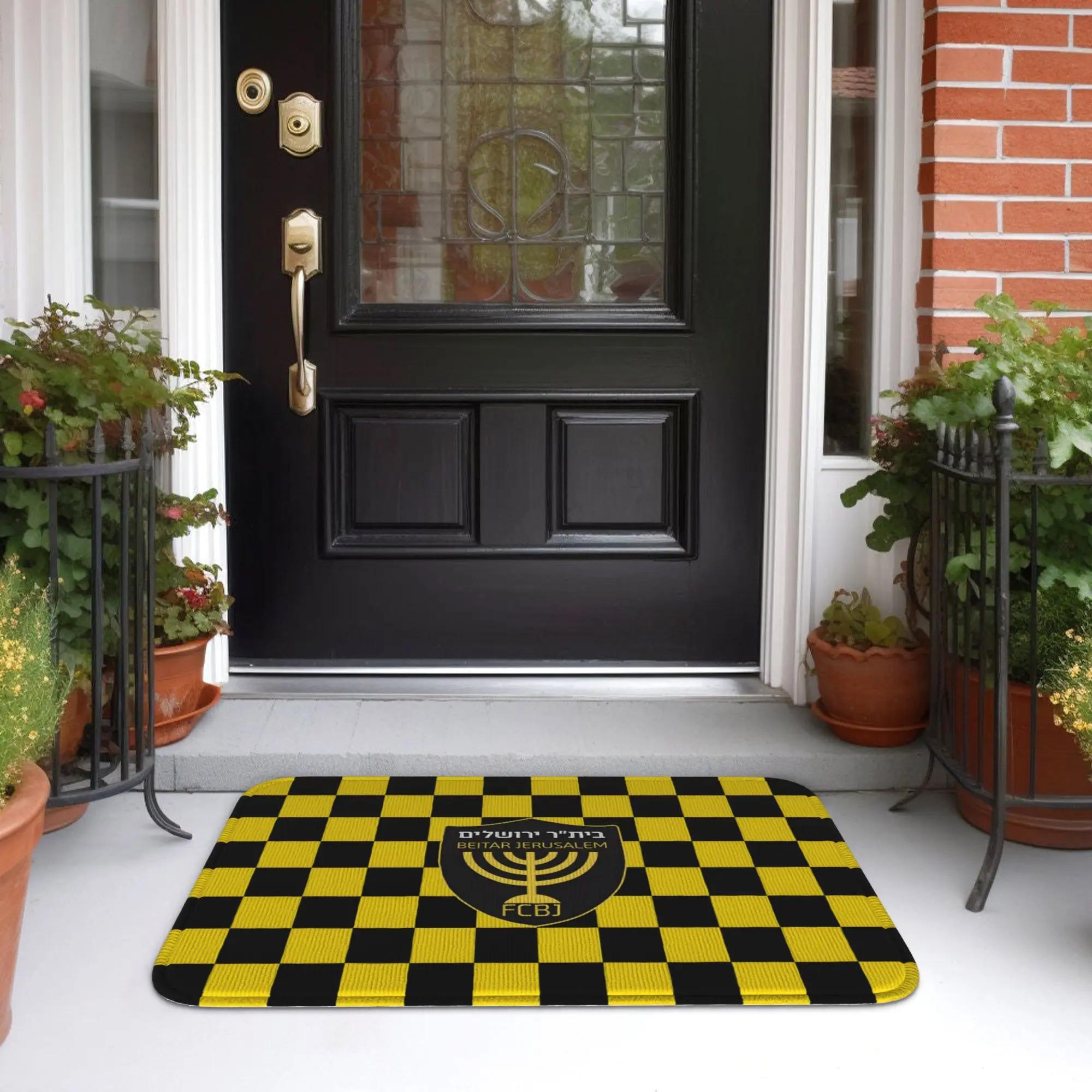 Custom Footbally Beitar Jerusalem FC Soccer  Front Door Mat Anti-Slip Outdoor Waterproof  Doormat Floor Bath Entrance Rug Carpet