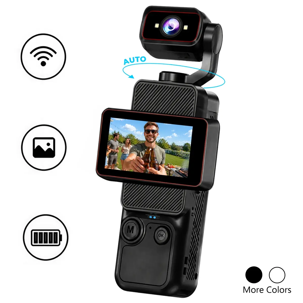 Pocket Digital WiFi Camera with 180° Auto Rotating HD Lens,Manually flip the screen, Vlogging Camera with 1.85-inch Display, Loop Recording, Portable Handheld Camera for Vlog Beginners and Social Content