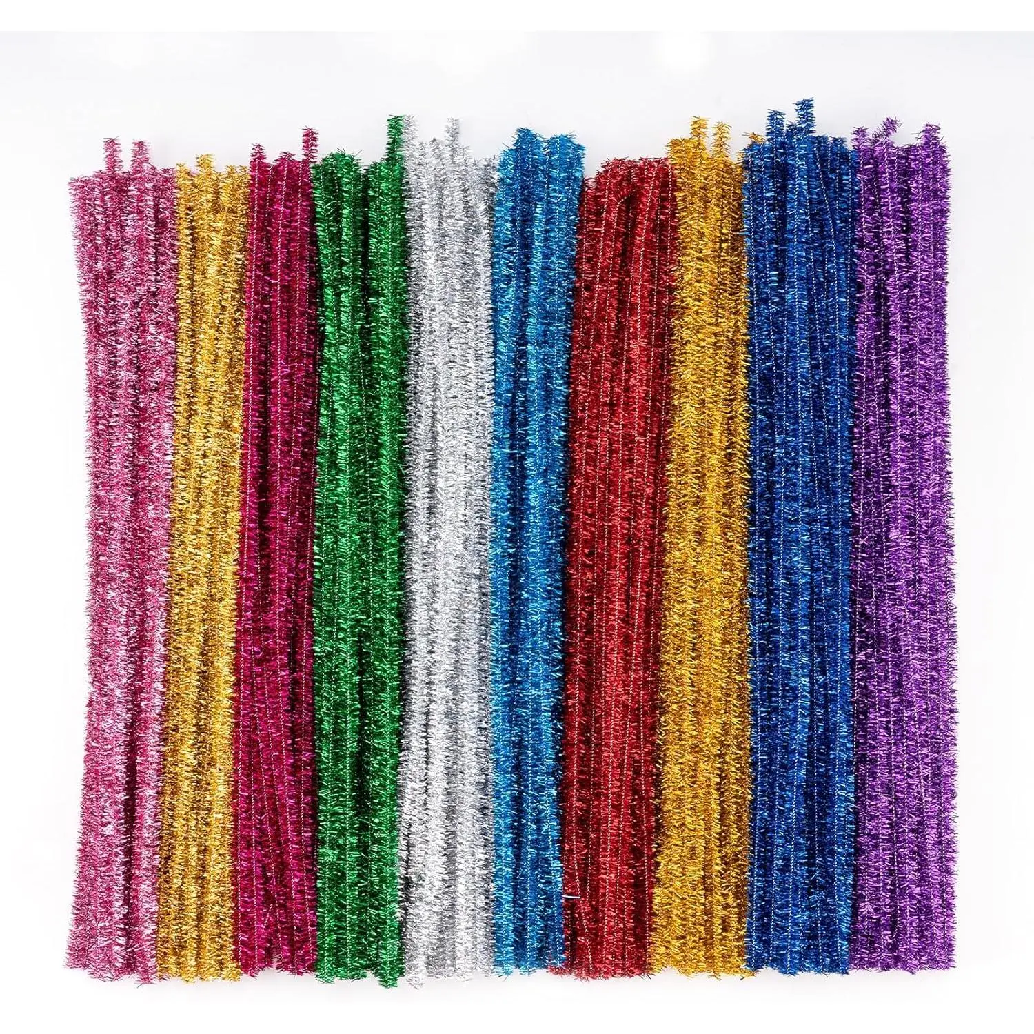 200-Piece Glitter Finish Sparkling Chenille Stems, Crafting Supplies for Kids’ Creative Projects, Multicolor Pipe Cleaners for Car Exterior Decorations