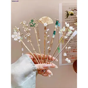 Must-Have Chinese Hairpins for Women, 7PCS Hanfu Hair Accessories Set, Elegant Vintage Hair Decor, Comfy All-Day Wear Styling Pins, Office Commute, Tea Party, Wedding Guest Look & Travel Essential