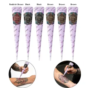 Multi-color Henna Tattoo Cone Set, Waterproof Pigment Long-lasting Temporary Henna Paste, Beginner-friendly DIY Body Painting Cream, Versatile Tattoo Tool for Hands Arms Back Legs Ankles Decorations for Festivals Parties & Personalized Styling
