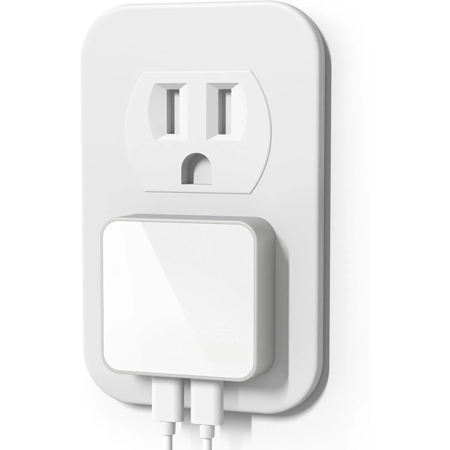 USB C Wall Charger, 50W PD PPS  USB Charger Block with 2 USB-C Ports, Flat USB Wall Plug Adapter with Fixed Prongs for  17/16, MacBook Air, iPad and  (White)