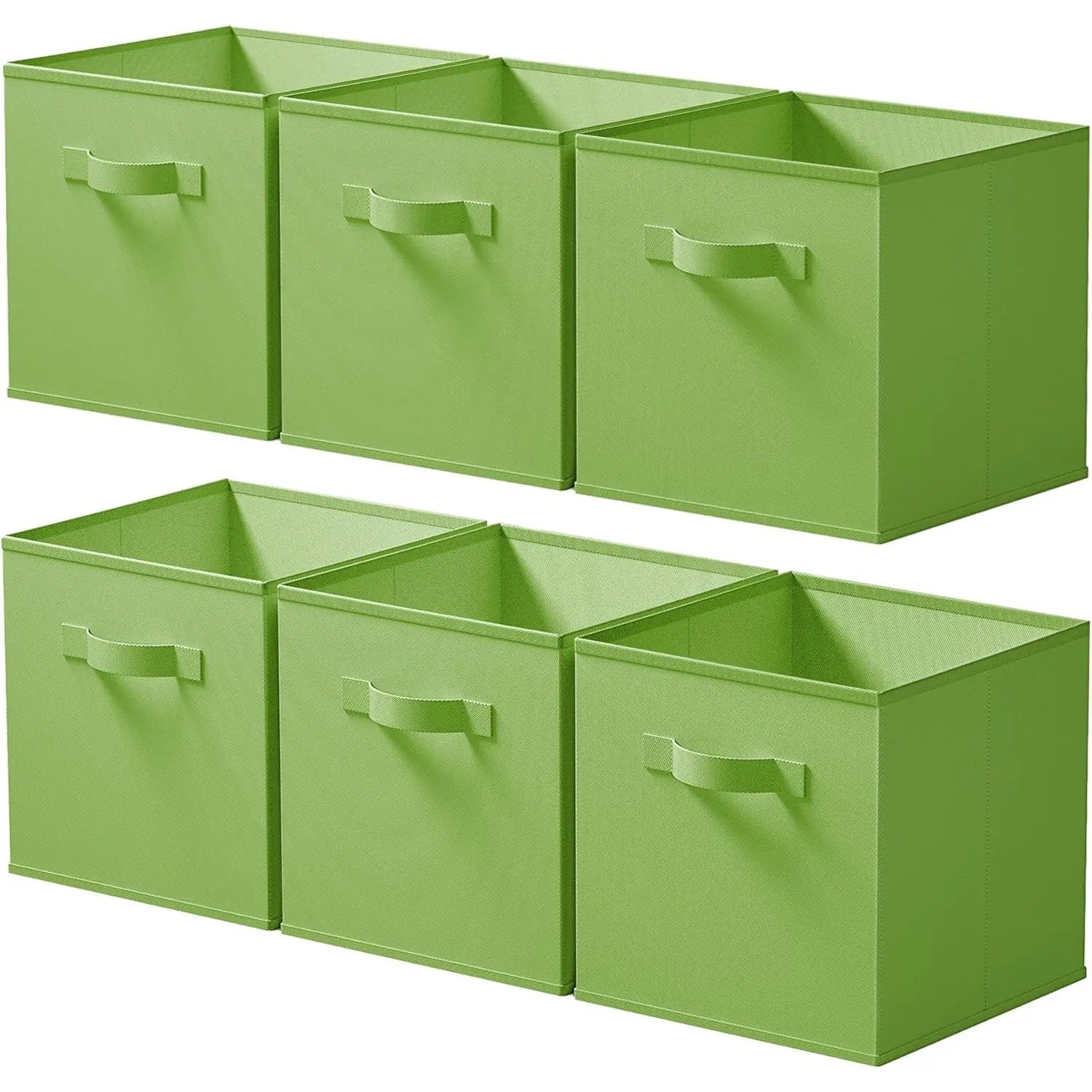 11 Inch Storage Cube, Fabric Cube Storage Bin with Handles, Storage Cube Organizer for Clothes and Toys, Collapsible Cube Bins for Closet, Shelves, Nursery, 6-Pack, Green