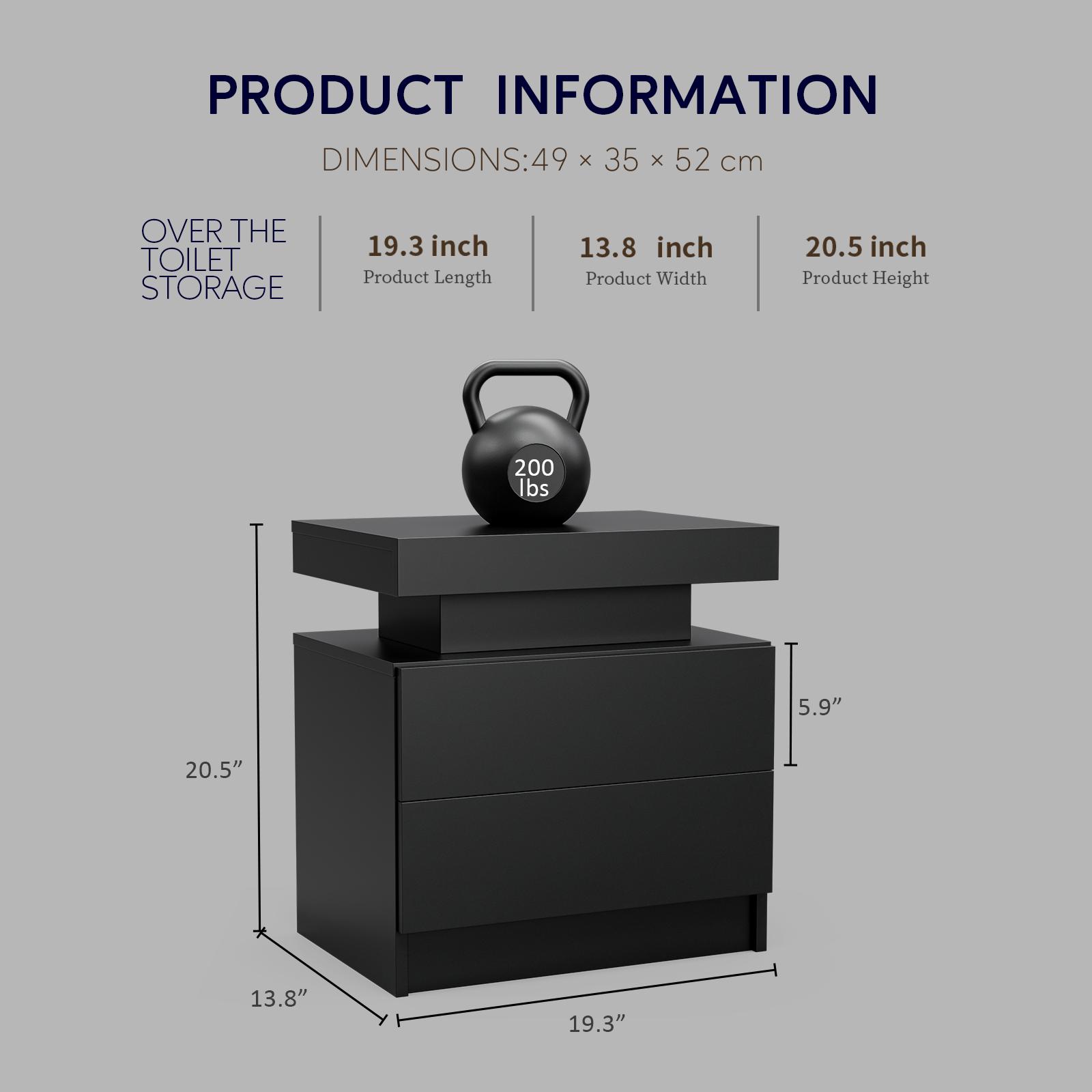 Bedroom Nightstand with 2 Drawers and 16-Color Adjustable RGB LED Lights, Modern Bedside Table Storage Bedroom Nightstand with 2 Drawers and 16-Color Adjustable RGB LED Lights, Modern Bedside Table Storage