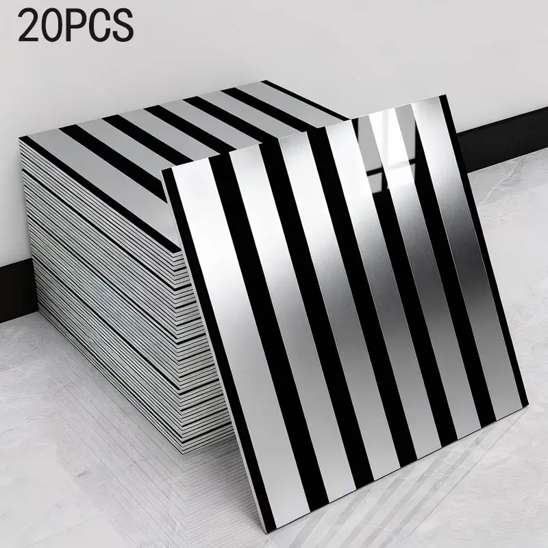 20-piece pack, self-adhesive striped wallpaper, easy to peel off and stick, Accent Wall Peel And Stick, suitable for TV backgrounds, entrance backgrounds, wall decoration in living rooms and bedrooms, DIY decoration