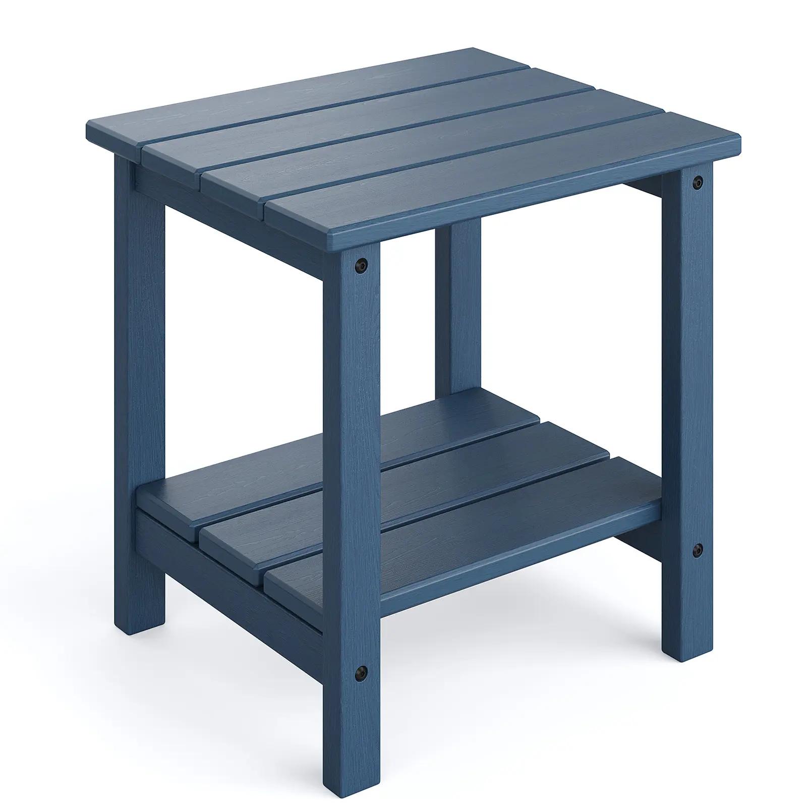 Garvee Durable All-Weather HDPE Patio Side Table – 2-Tier Outdoor End Table for Garden, Deck, Poolside – Plastic Wood Look, Compatible with Adirondack Chairs, 18 x 15 in, White or Gray