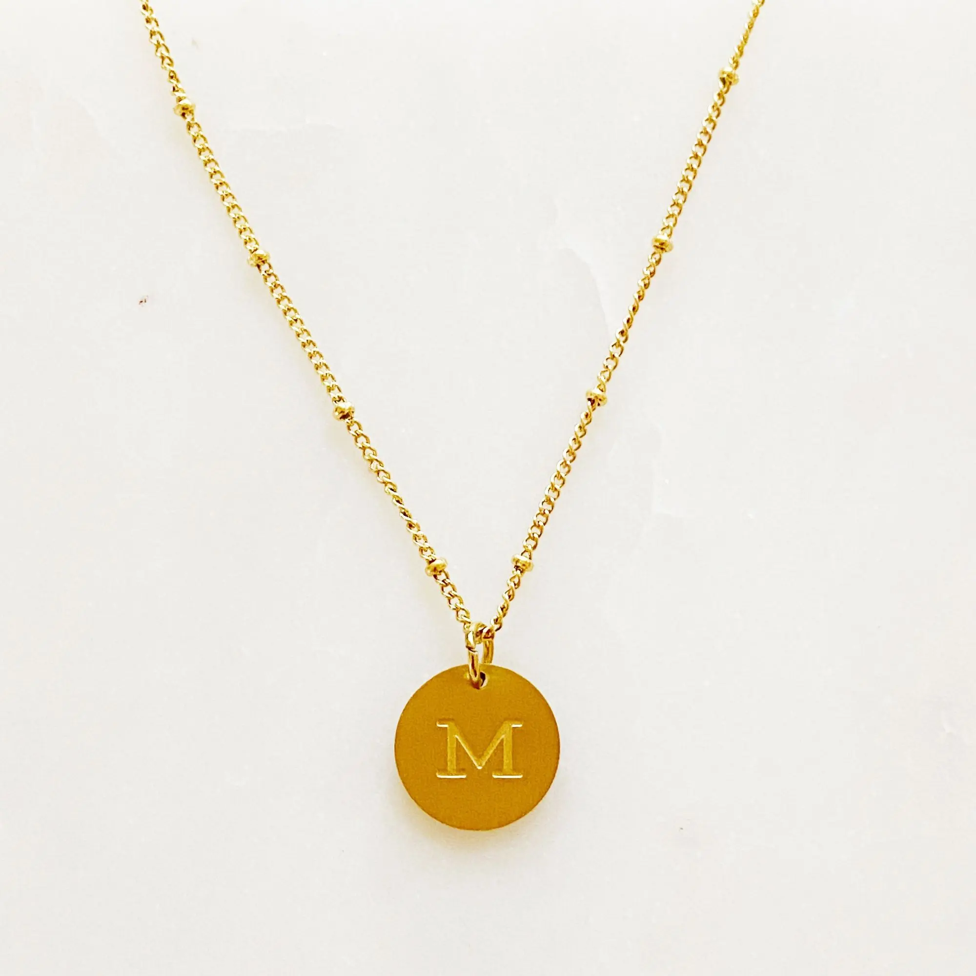 Romantic Gift for Couples, Custom Engraved Initial Name Disc Necklace, 18K Gold Plated Titanium Steel Matching Jewelry for Him & Her