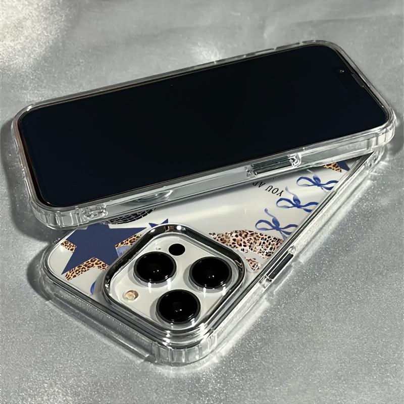 The phone case is suitable for various iPhone models including iPhone 17, iPhone 16, iPhone 15, iPhone 14, iPhone 13, and iPhone 12. The luxurious transparent electroplated lens protection case is the perfect trendy and creative gift for couples