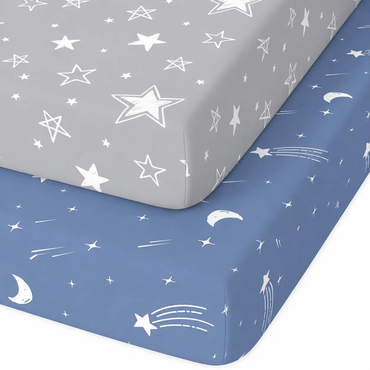 2 Pack Mini Crib Sheets, Portable 38"x26" Pack and Play Sheets, Fitted for Playard and Pack N Play Mattress, Soft Microfiber, Bedside Bassinet Sheets