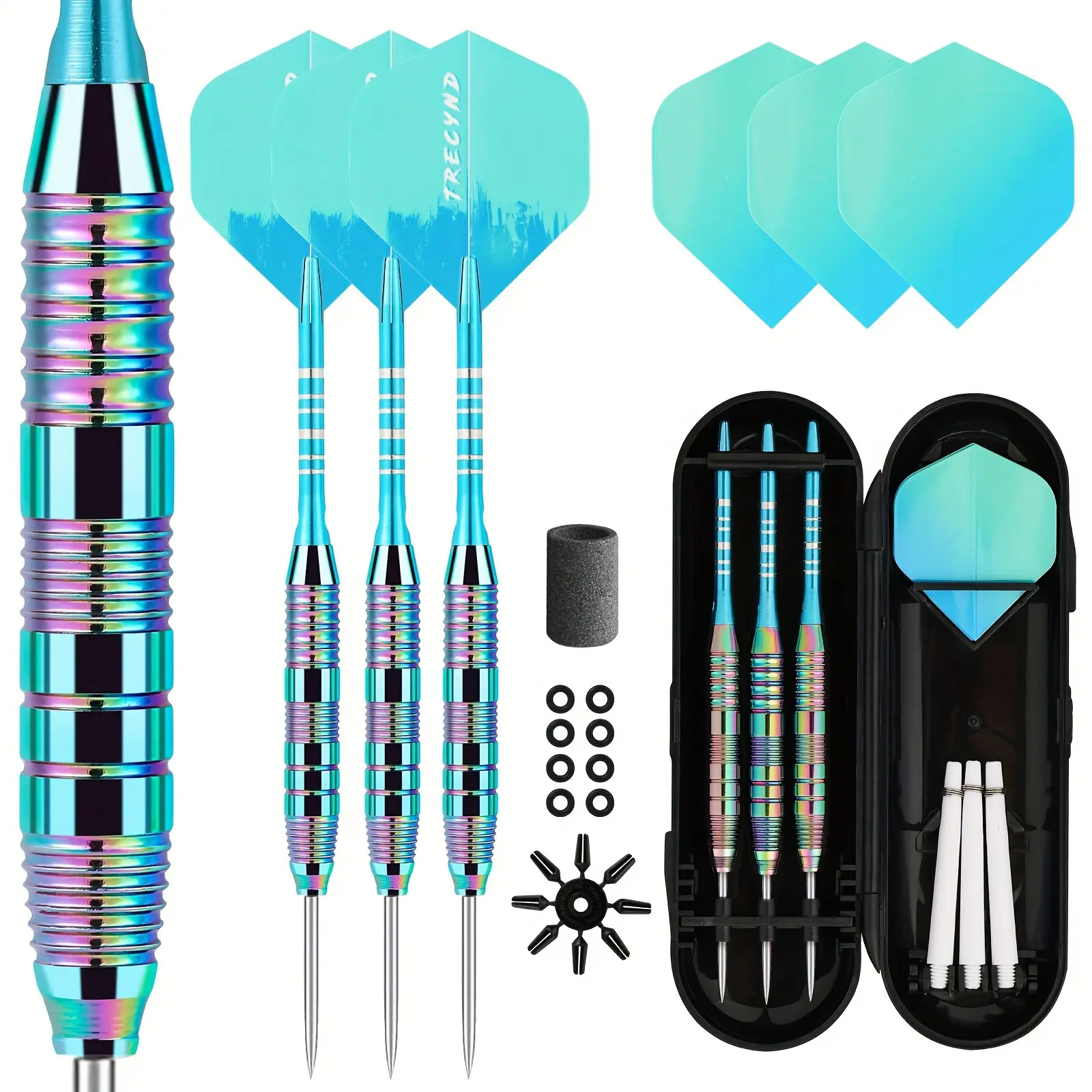 3-Pack Colorful Electroplated Steel Dart Tips, Adult Professional Competition Darts, Home Training Metal Darts Set, Portable Storage Box Included, Target Darts