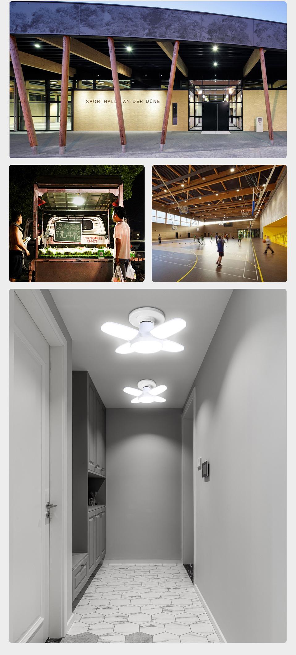 Fan Shape Foldable  LED  Deformation for Home Ceiling Lights Warehouse and Garage White Light