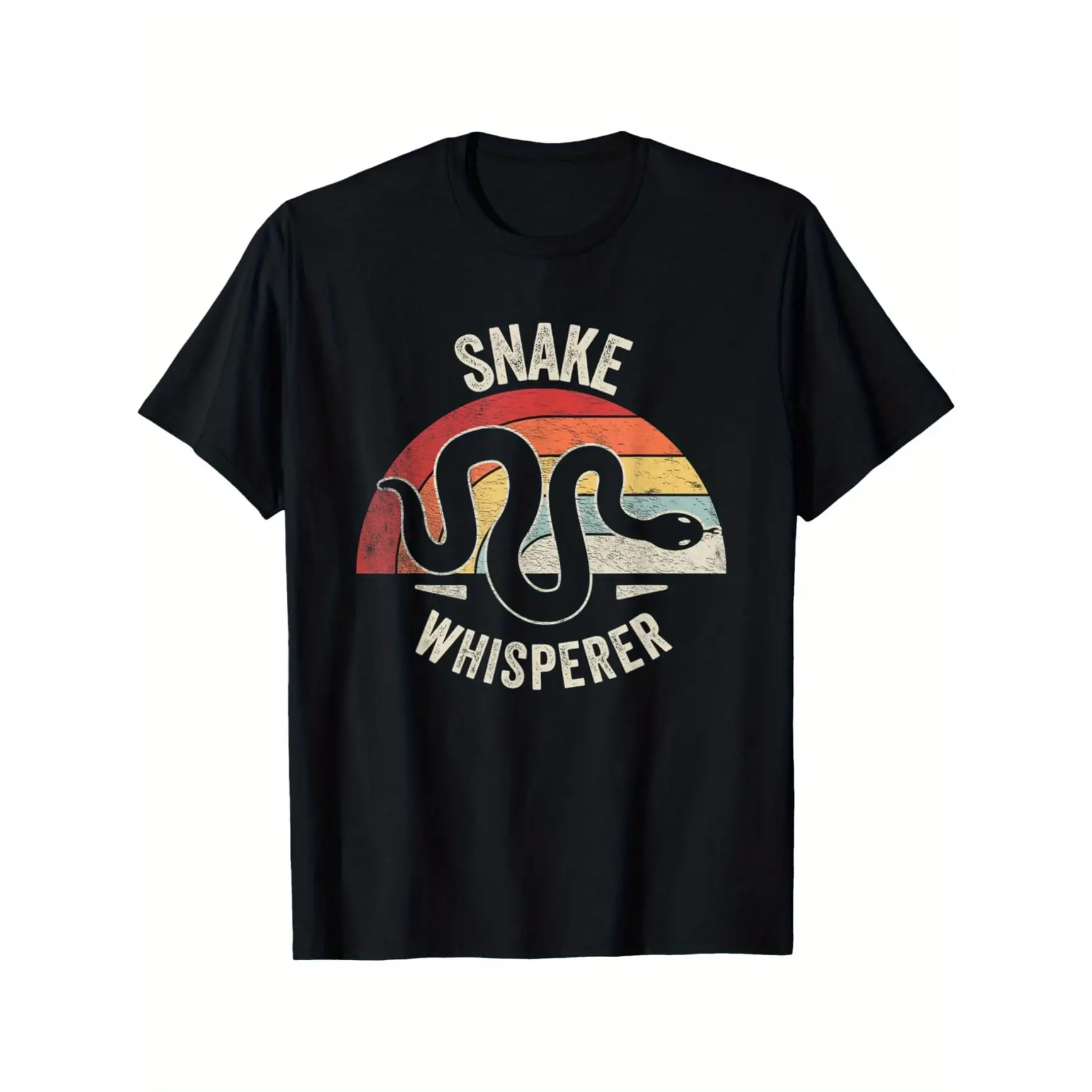 Retro Snake Whisperer Graphic Cotton Short Sleeve T‑Shirt,Oversized Comfort Fashion Outfit,Cute Vintage Sunset Reptile Tee,Valentine’s Day Gift for Him Her,Best Holiday Present for Family Friends Reptile Lovers