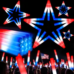 28Pcs July 4th Foam Glow Sticks, Red White Blue Patriotic LED Sticks with 3 Modes Flashing for Kid Adult, Glow in The Dark Party Favor Supplies for Independence Day Parade, Concert, Carnivalfidget toys