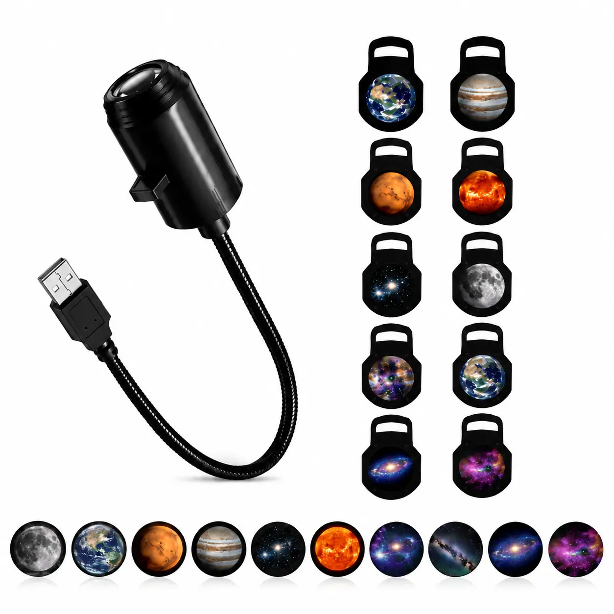 Galaxy Star Projector Night Light with 10 Projection Slides, USB Powered Space Lamp for Bedroom Decor, Kids Room & Gift