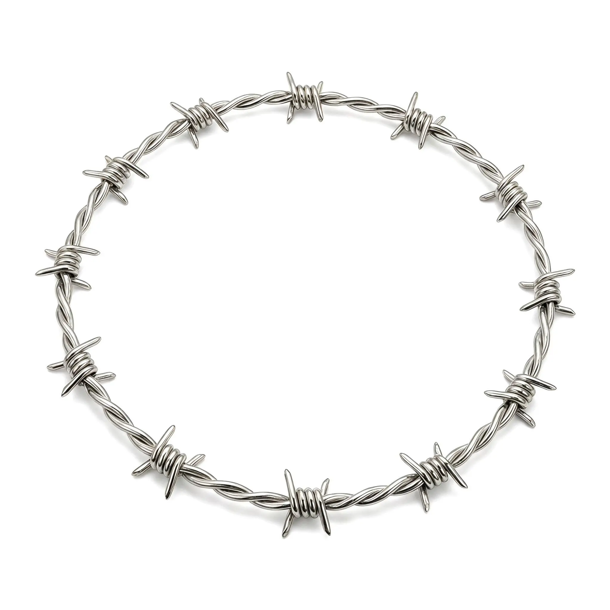 Unisex Edgy Gothic Punk Alloy Curb Chain Necklace - Barbed Wire Small Thorn Design, Bold Statement Costume Jewelry for Daily Wear