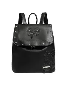 New Crossbody Backpack with Rivets, Unisex Fashion Bag, PU Leather Material, Street Style, All Seasons, Solid Pattern