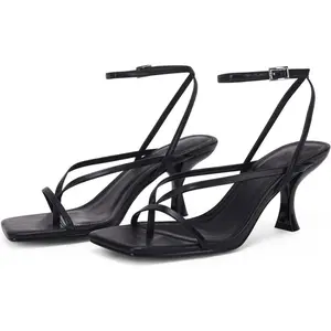 Coutgo Women's Lace-Up Heeled Square Flip Flops - Elegant Sandals, Strappy Heels for Women, Party Footwear for Special Occasions