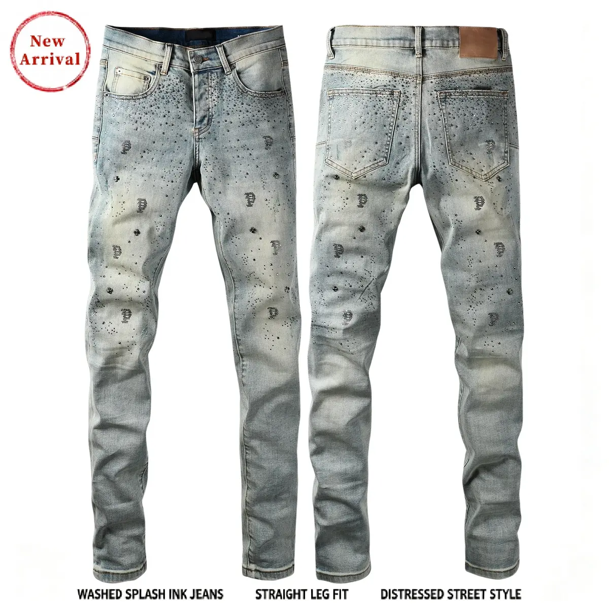 Vintage, school-style jeans, men's street jeans, men's jeans, washed ripped stylish straight-fit slim jeans, casual comfortable stretch jeans, high-quality jeans