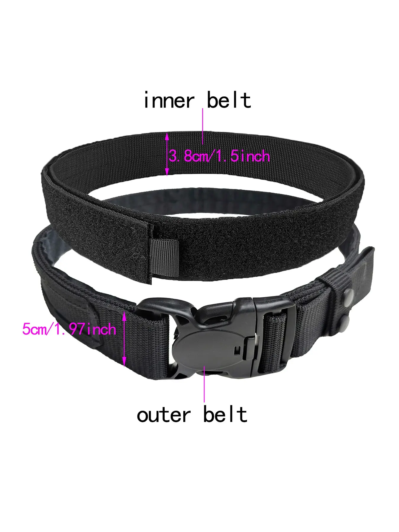 Meitytm Men's Tactical Belt, Nylon Holster Belt, Adjustable Work Belt, Outdoor Hiking, Security, Edc, Plastic Buckle, 5cm