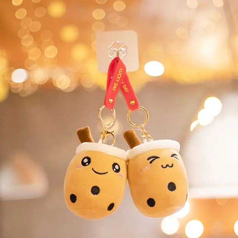 Kawaii Bubble Tea Keychain Soft Plush Toy Keychain Stuffed Boba Doll Cute Backpack Decoration Best Birthday Gifts for Girls