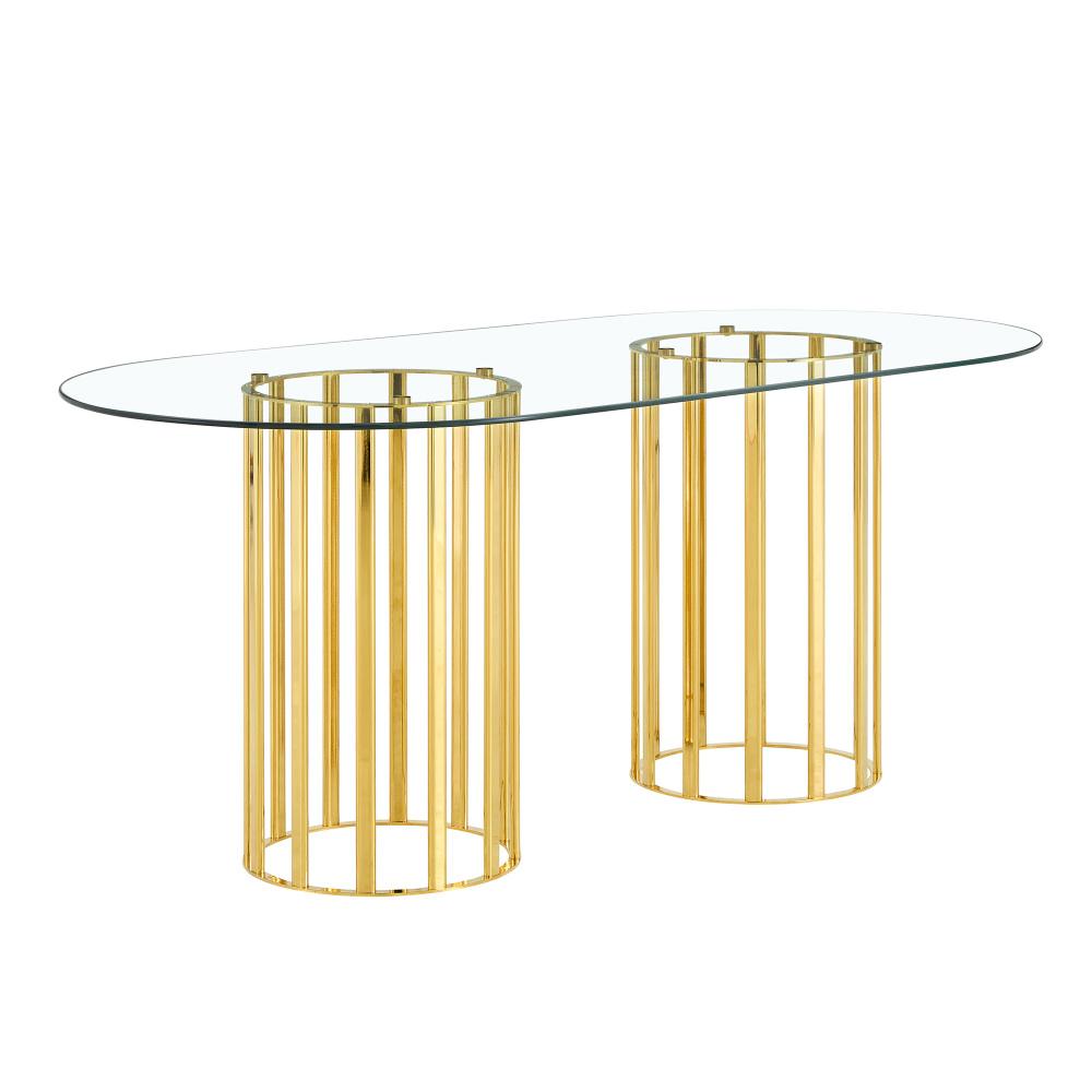 71 inch oval tempered glass dining table,black double column light luxury style,tempered glass scratch resistant and easy to clean.Suitable for 6-8 people dining, modern light luxury restaurant table. 71 inch oval tempered glass dining table,black double column light luxury style,tempered glass scratch resistant and easy to clean.Suitable for 6-8 people dining, modern light luxury restaurant table.