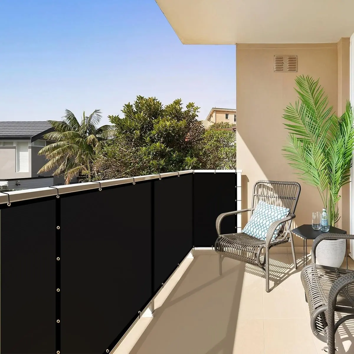 Deck Privacy Screen, Metal Grommets and Tie Straps, 90% Block Rate, Patio Railing Privacy Fence, Outdoor Privacy Barrier