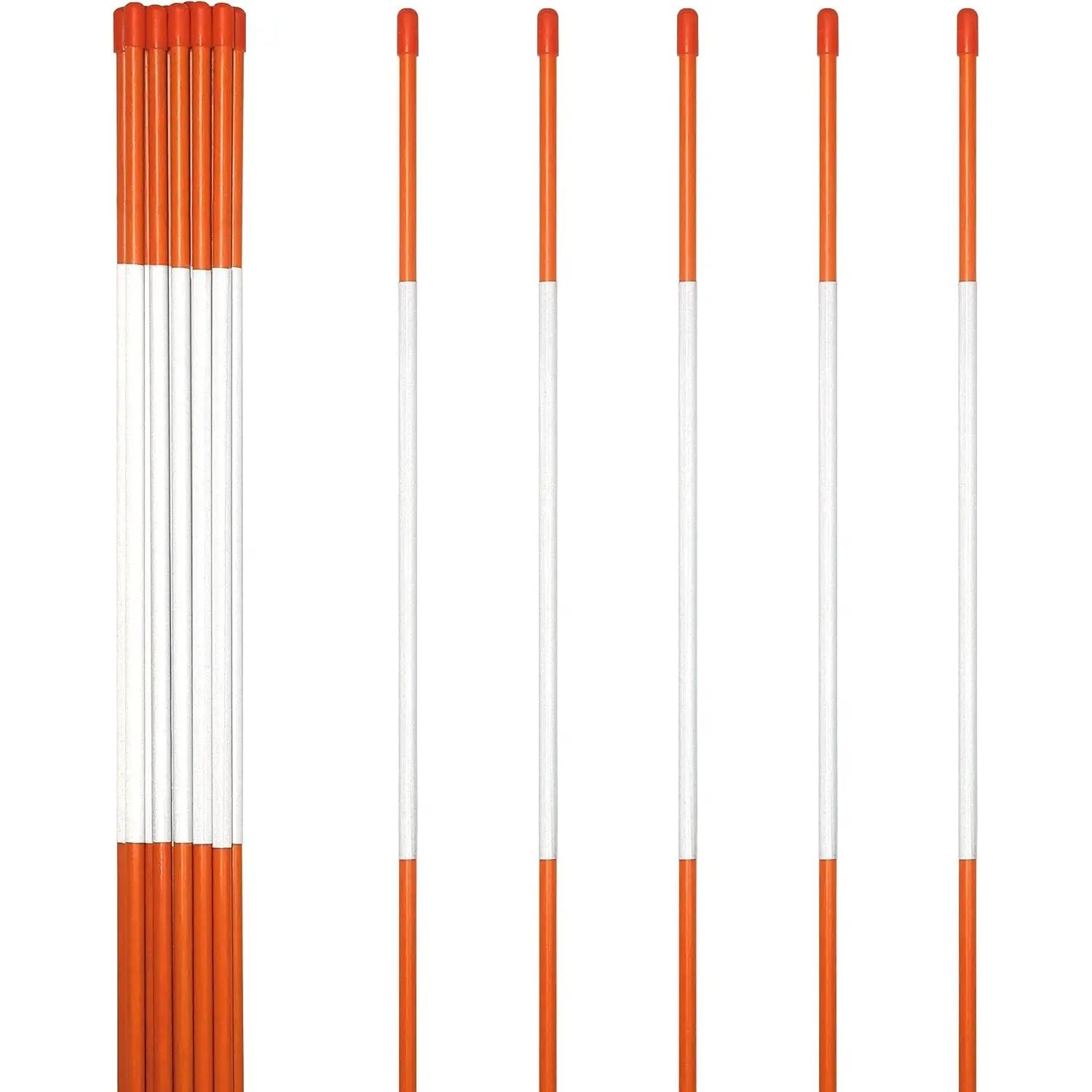 20 Pack 48" Reflective Driveway Markers, Snow Stakes with Fiberglass Pole & Hammer Cap - 4 Ft High Visibility Safety Markers with Reflective Strip for Snow Plowing and Landscape (1/4" Dia, Orange)Gift