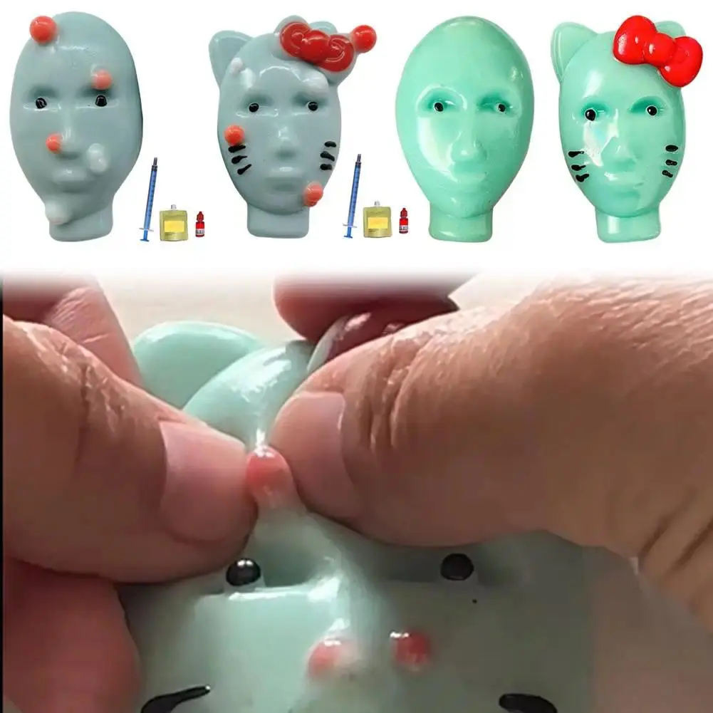 2pcs Pimple Popper Fidget Toy with Filler Tools Weird Alien Design Stress Relief Squeeze Gift Adult Reusable Anxiety Reducer