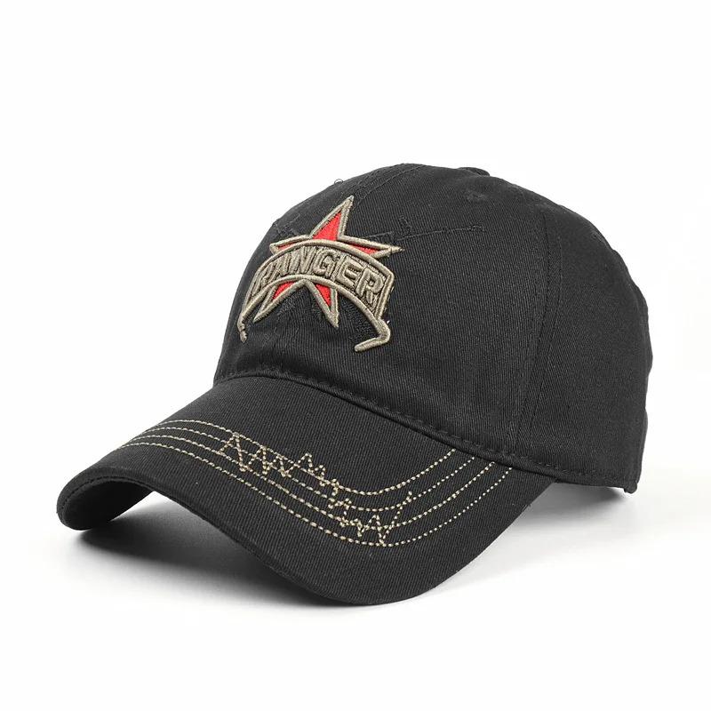 Euro-American Retro Embroidered Letter Five-Star Soft-Top Camouflage Breathable Adjustable Military Visor Classic Baseball Cap