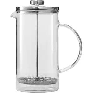 Public Goods 34 oz. French Press Coffee Maker | 1 Liter High-Heat Borosilicate Glass French Press | Stainless Steel Lid | Heat-Resistant, Durable, Dishwasher Safe