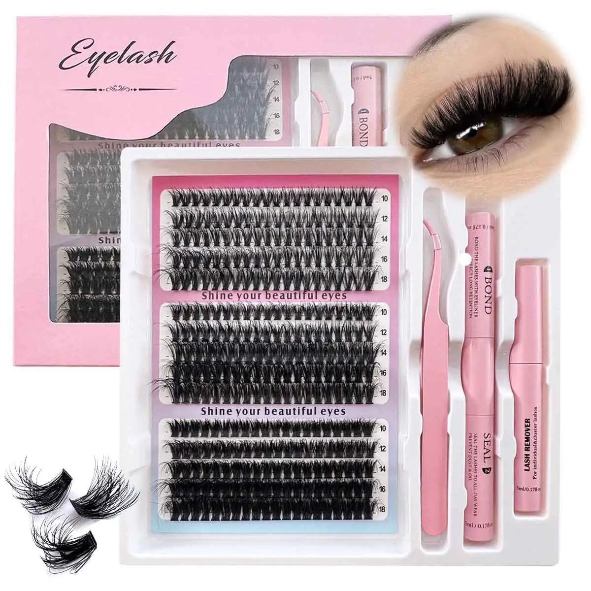Comes with adhesive gift box for eyelash bundles 200D/160D/120D/100D/80D, 10-18mm eyelashes, reusable bottom eyelashes, Diy Volume Eyelashes, eyelash extensions, comic eyelash extensions, mink strips, eyelashes, Diy False Eyelashes