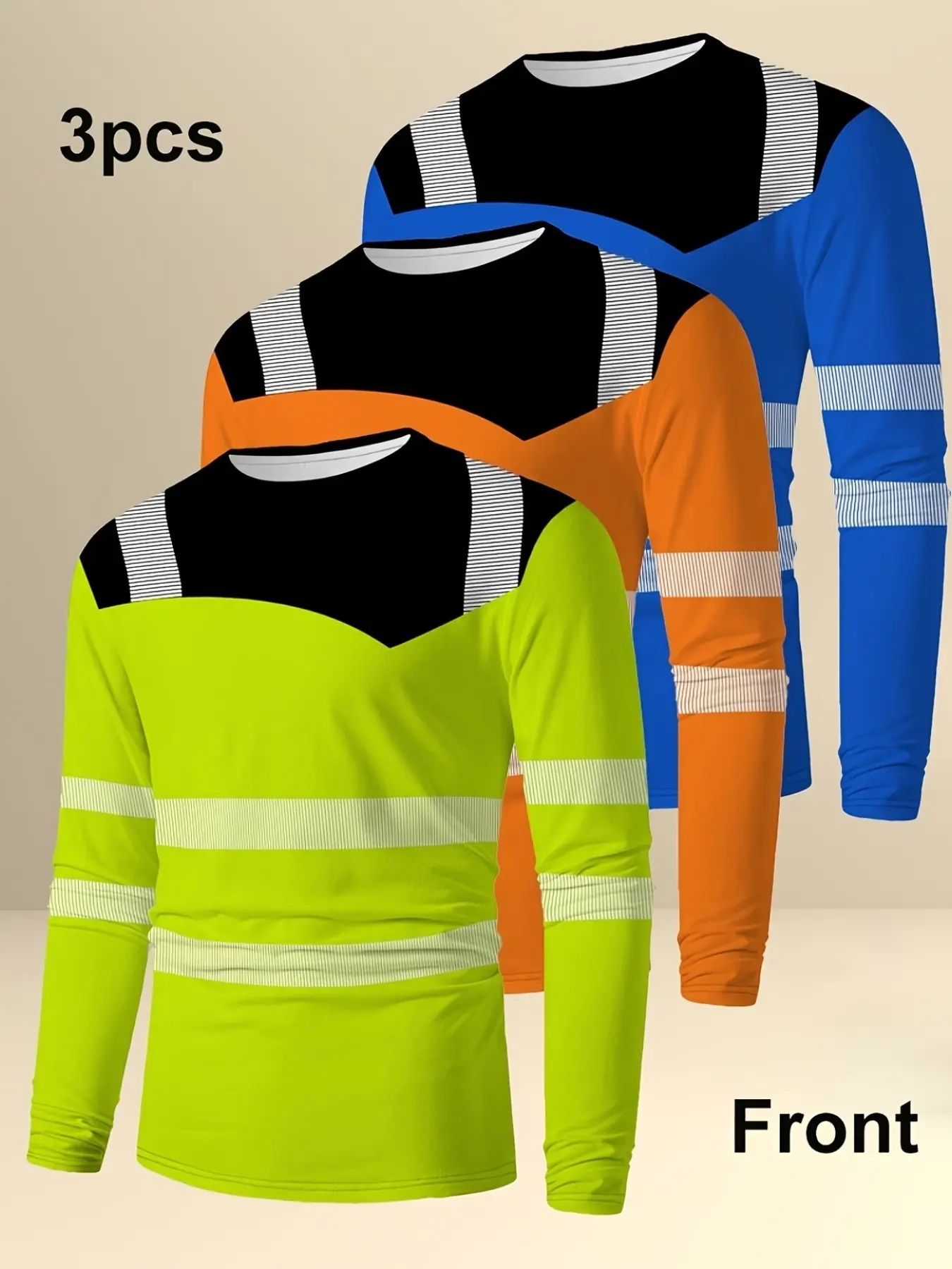 3-Pack Men's Casual Long Sleeve T-Shirts, Lightweight Breathable Fabric, Ideal for Outdoor Activities & Daily Wear, Perfect Gift for Friends, Activewear, Sportswear, Athletic, Sports Clothes, Tops