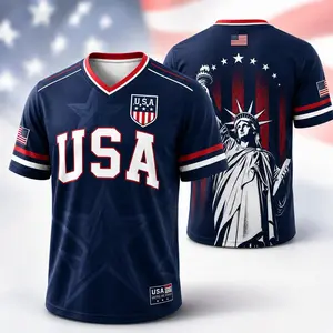 [Summer Wins] USA Soccer Jersey Men Women Navy Patriotic American Flag Football Shirt Statue of Liberty Graphic V Neck Sports Tee Red White Blue Stars Stripes Short Sleeve Athletic Top