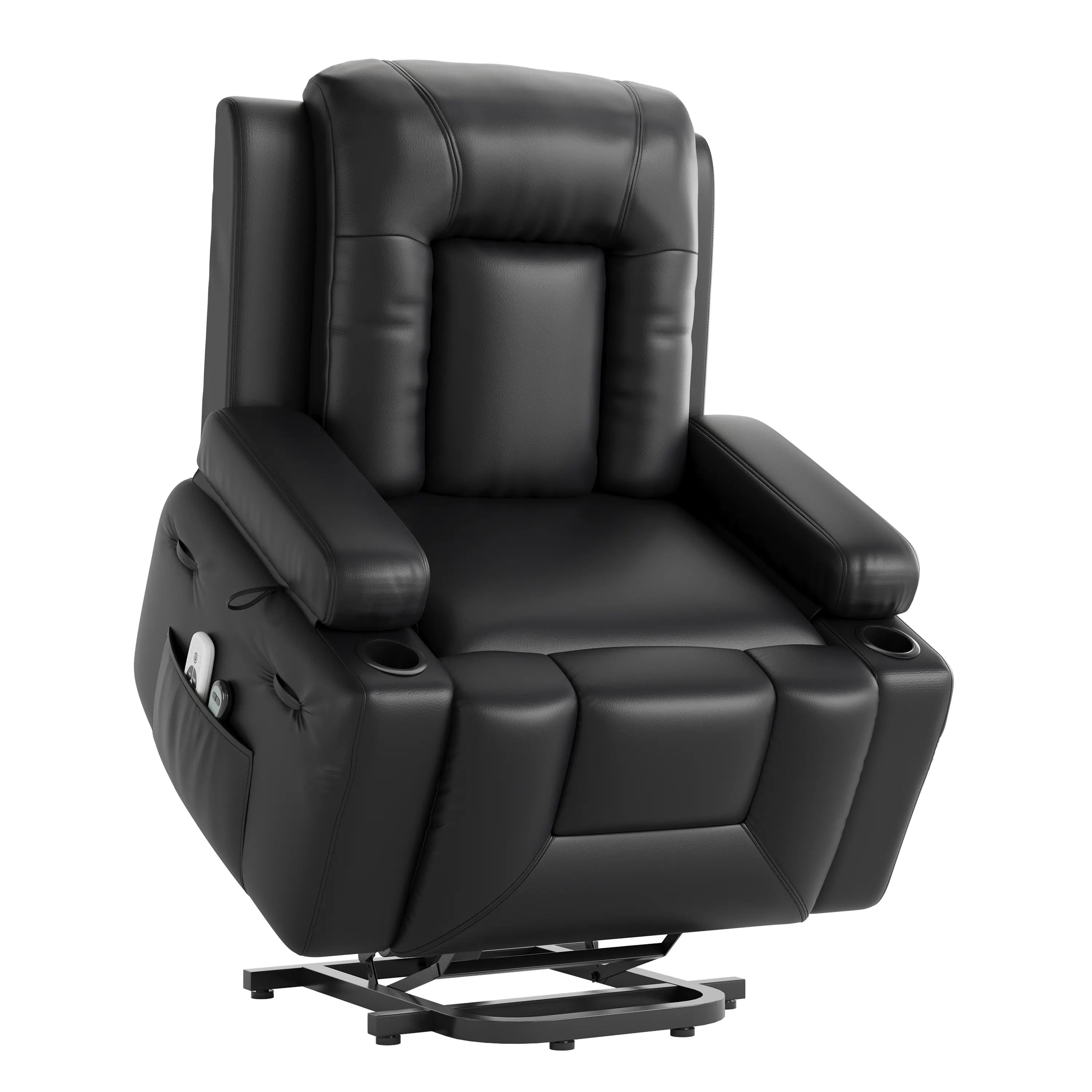 Power Lift Recliner Chair with Heat and Massage – Heavy Duty PU Leather Electric Lift Recliner for Elderly & Mobility Impaired