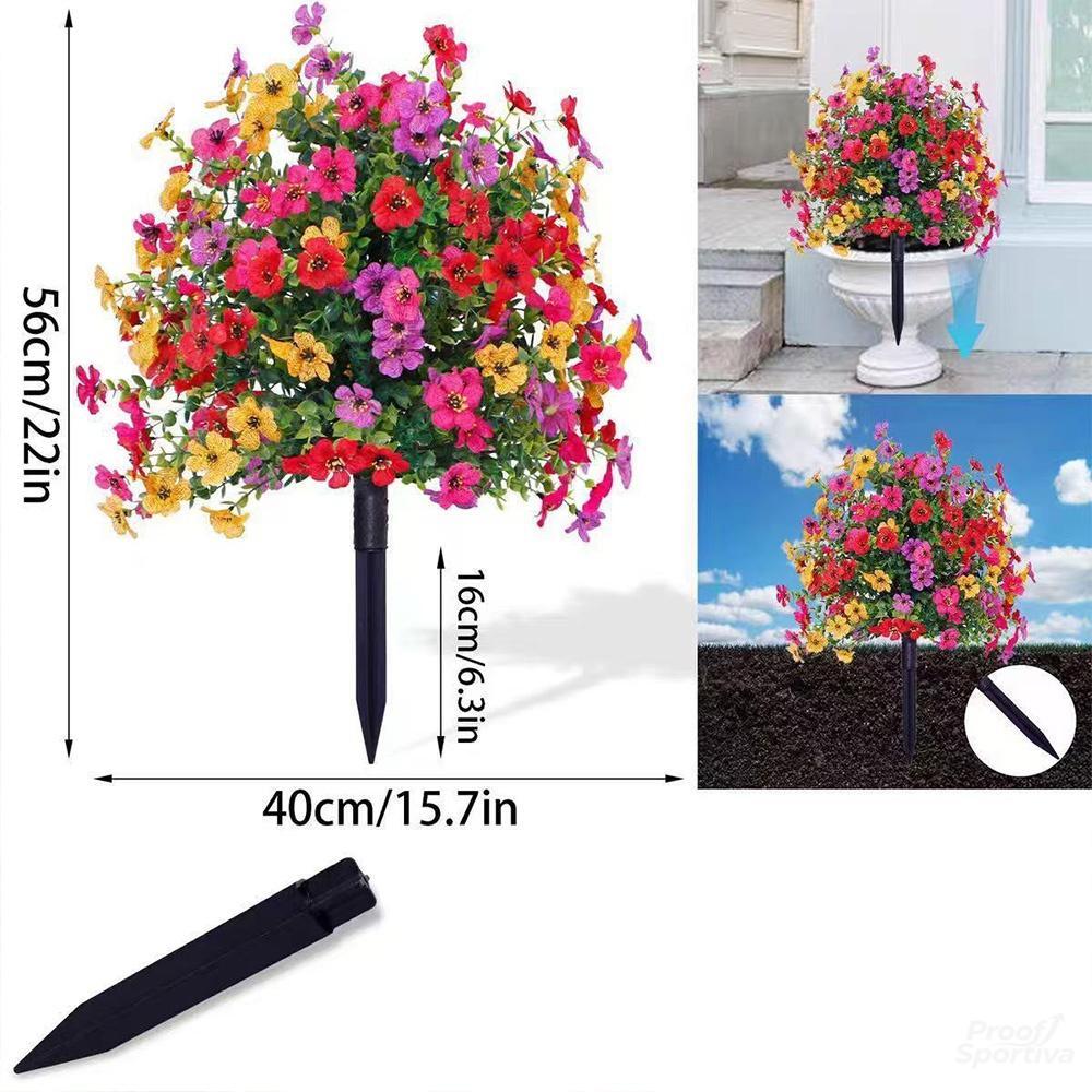 Artificial Flowers Faux Plants Outdoor Fake Flowers Spring Decor, Realistic Plastic Colorful Daisy UV Resistant for Porch Patio Home Yard Garden Window Box Pot Planters