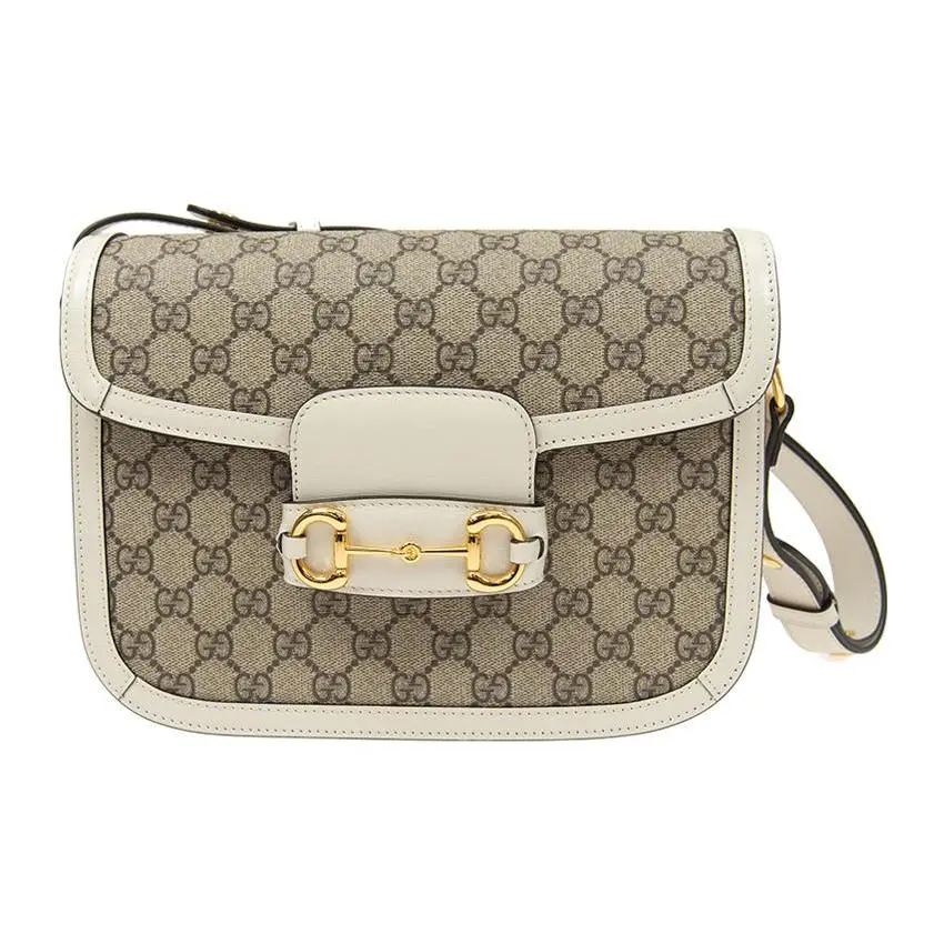 Gucci Horsebit 1955 Saddle Bag – Women’s Vintage-Style Crossbody Shoulder Bag in Ebony and White