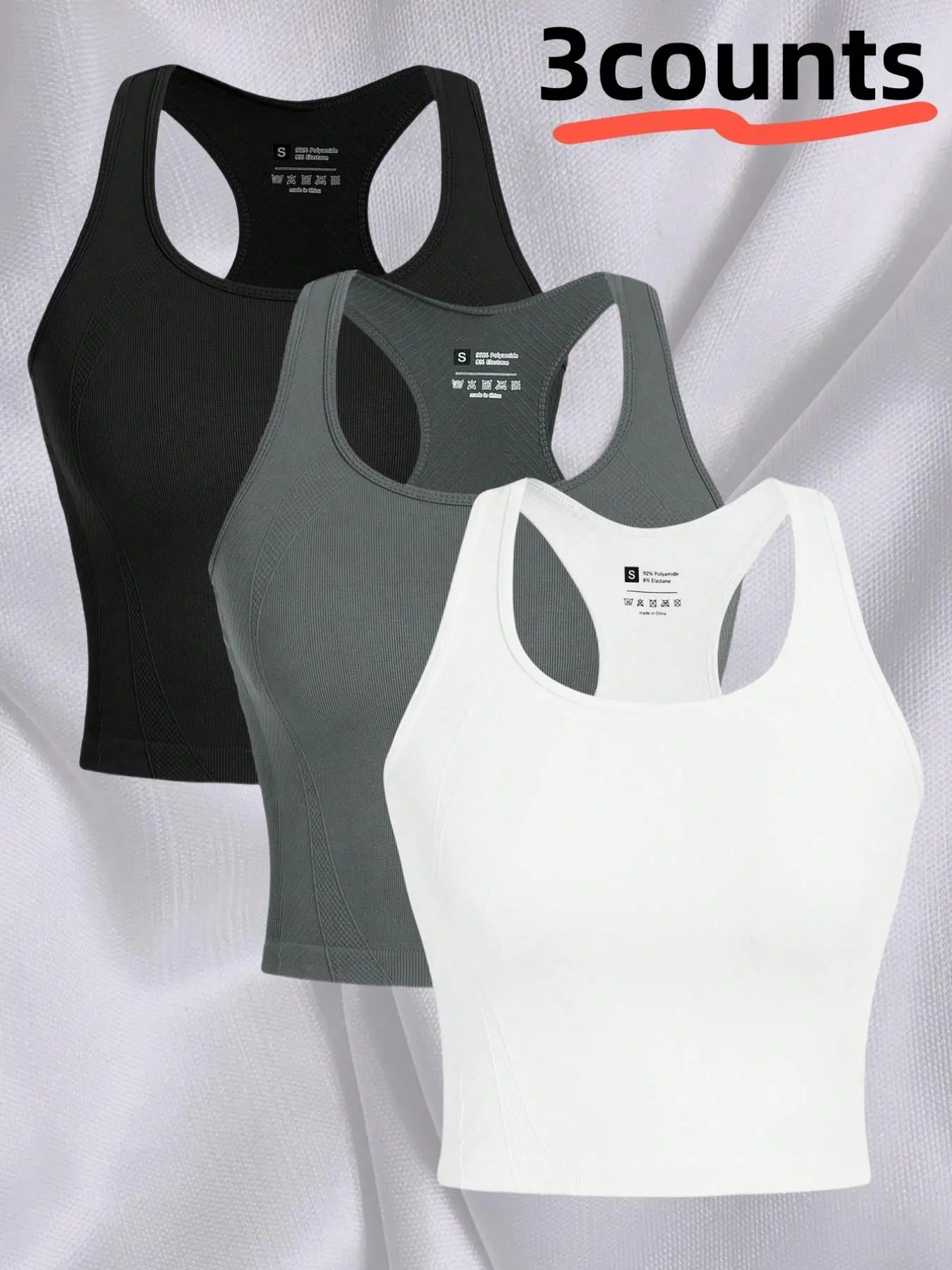3-piece women's outdoor sports top with exposed navel vest, running yoga fitness sleeveless sports shirt, Backless Sports Tank, Yoga Workout Vest, Sleeveless Sports Wear