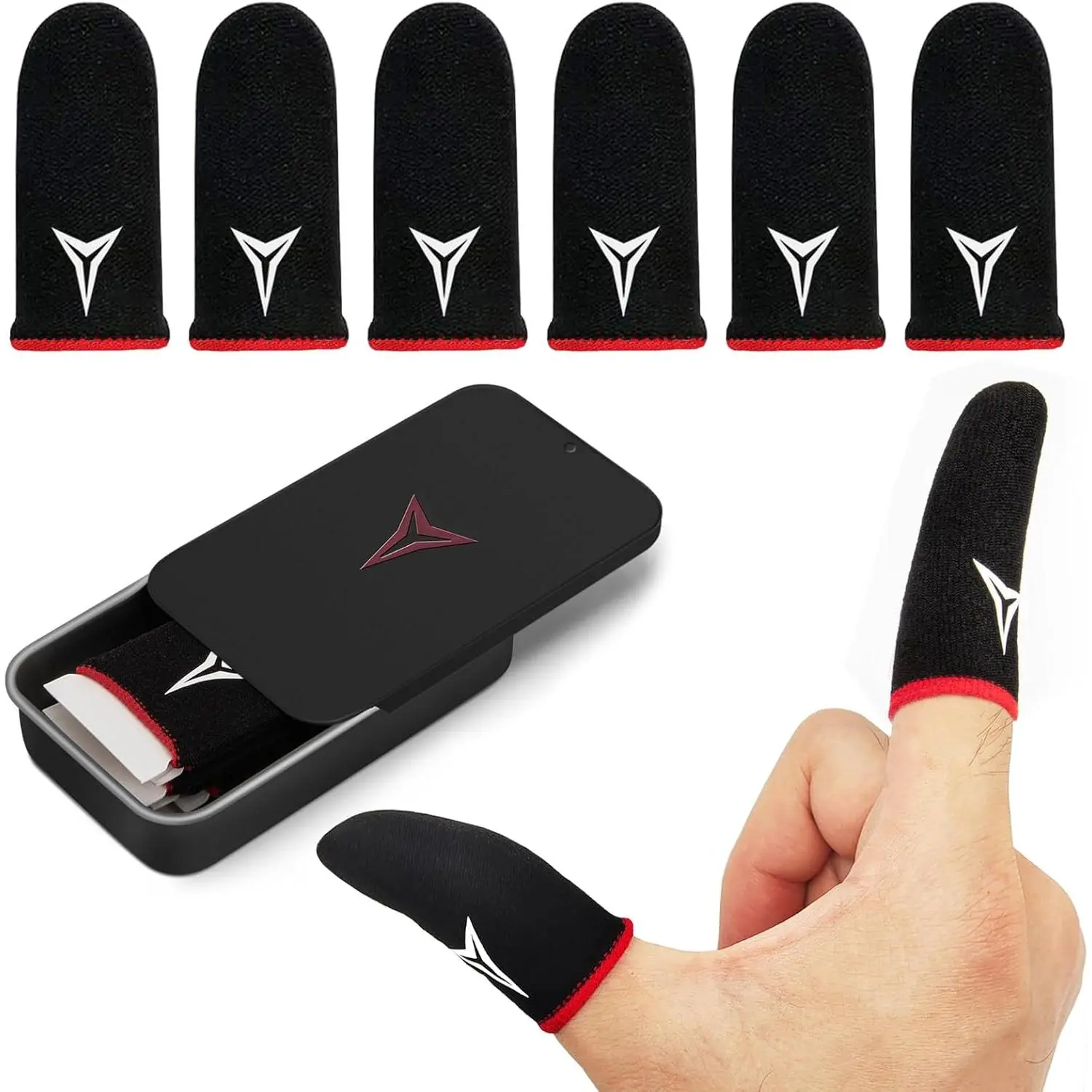Professional Mobile Gaming Finger Sleeves with a Slide Box,No More Slipping,Longer Size  5 Fingers, High Sensitivity,Anti-Sweat,Anti-Slip Finger Gaming Gloves s All Touchscreen Devices,6 Pack