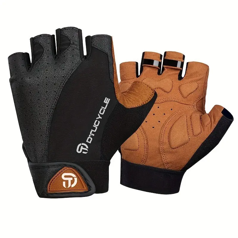 Breathable Half Finger Cycling Gloves for Men Women, Shock Absorbing Padded Palm, Anti-Slip Short Finger Bike Gloves, Lycra Biking Gloves