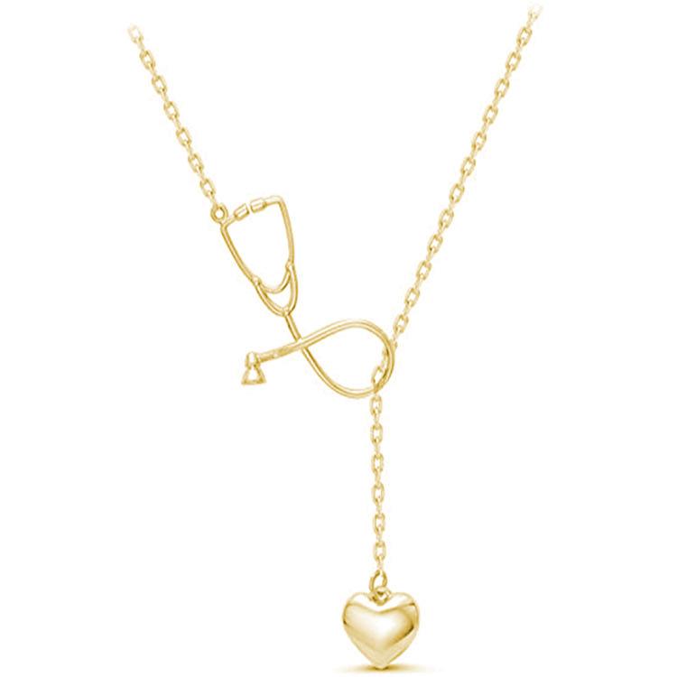 New AliExpress Nurse's Day Creative Love Stethoscope Necklace Doctor Jewelry Direct Supply