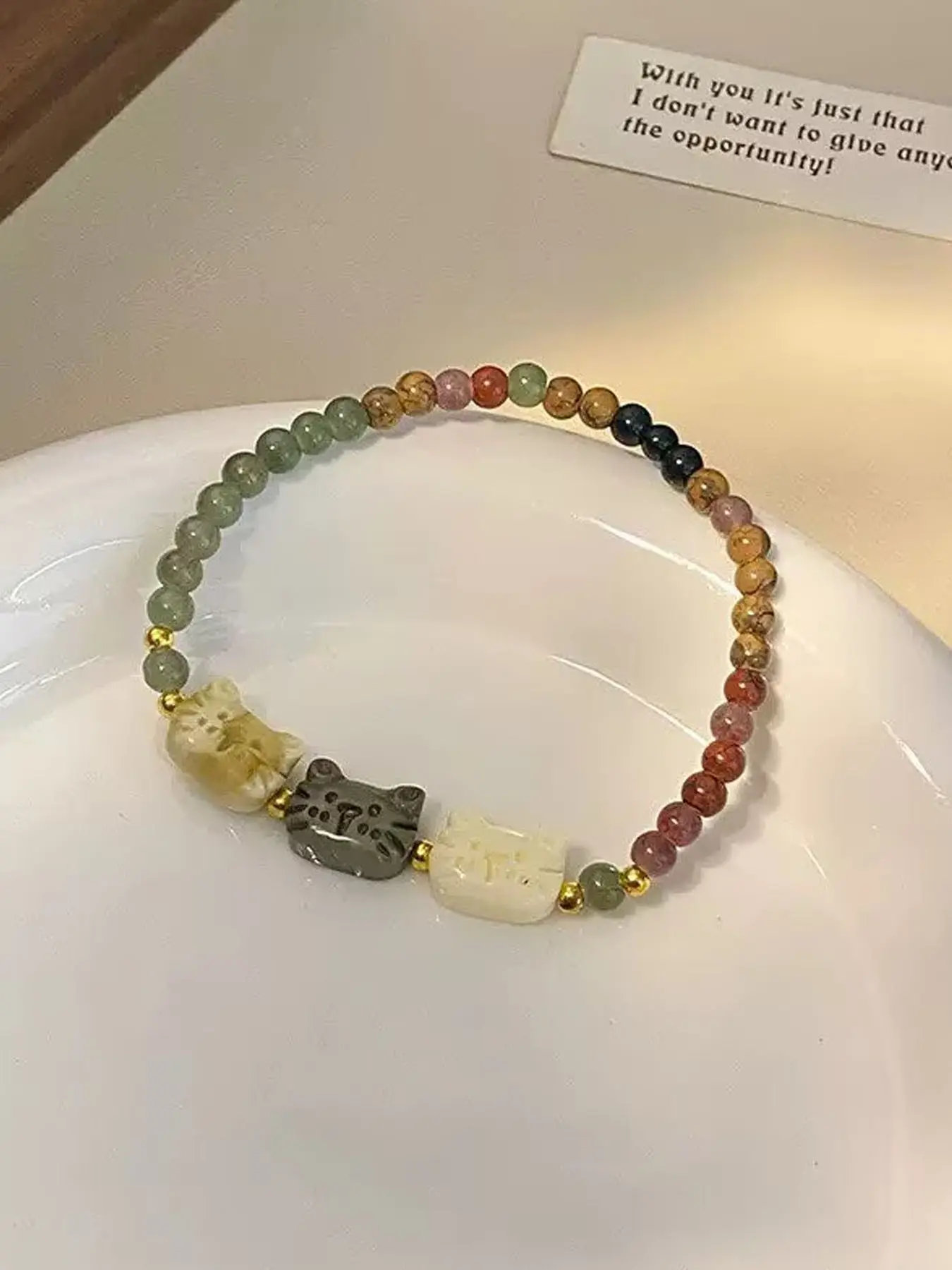 1pc Flower-Faced Kitten with Niche Design, New Gift with Easy And High-End Design, Jewelry Gift, Cute Beaded Bracelet with Handmade Additions, Bead Bracelets, Exquisite Bracelet