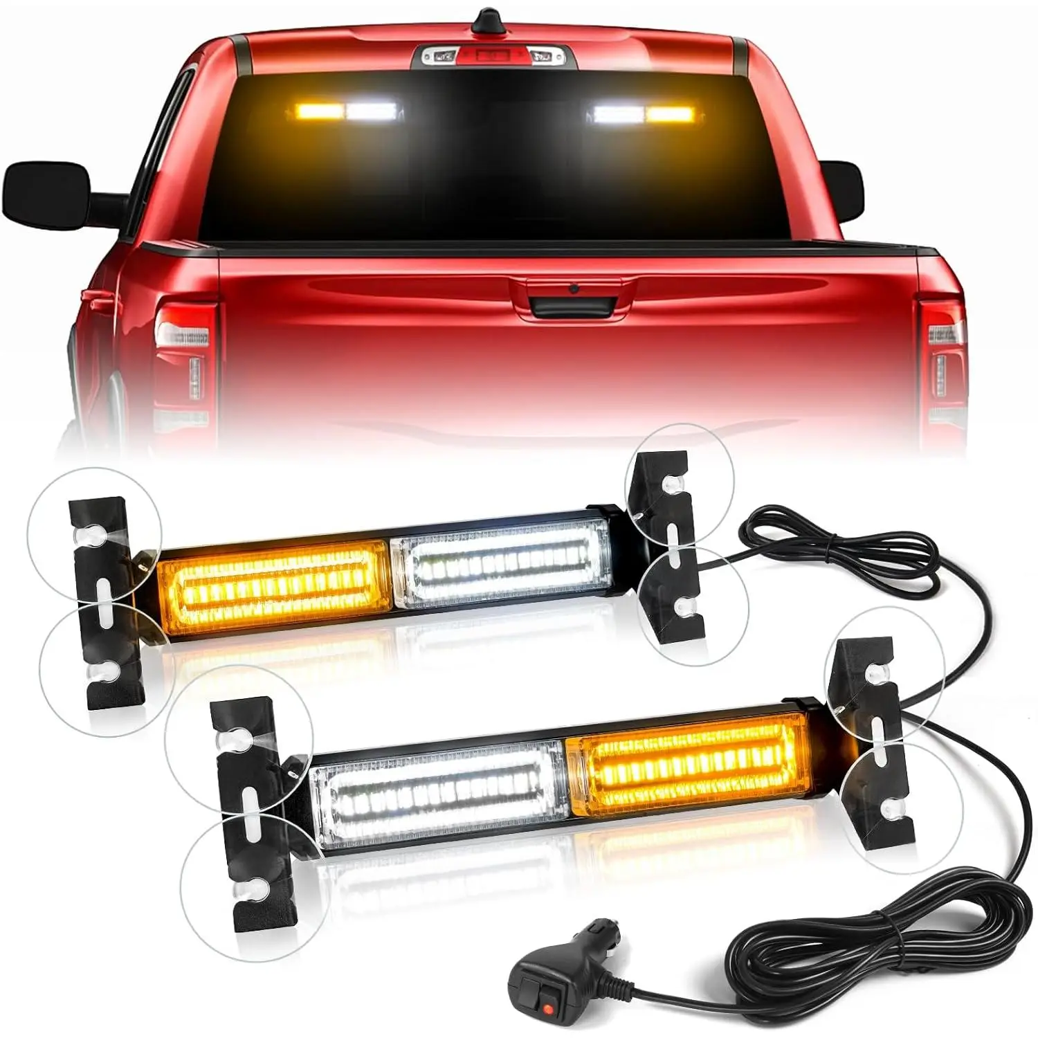 Emergency Strobe Light Bar 40 LED Traffic Advisor Dash Warning Flashing Light Amber White for Tow Truck Construction Vehicle 2x10.7 Inch Machine Fixture campingessentials, Towing Light Bars, Led Work Lights