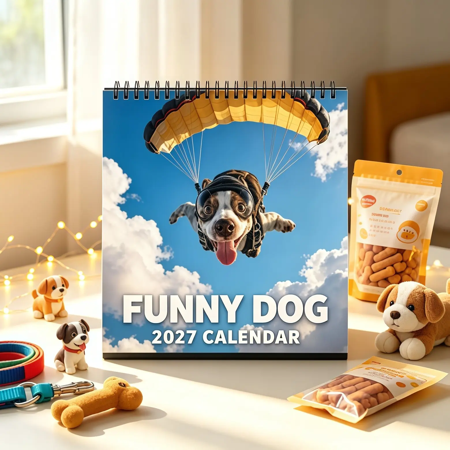 2027 Funny Adventure Dog Desk Calendar, Cute Puppy Action Photography Table Calendar, Decorative Desktop Planner, Unique Gift for Dog Lovers