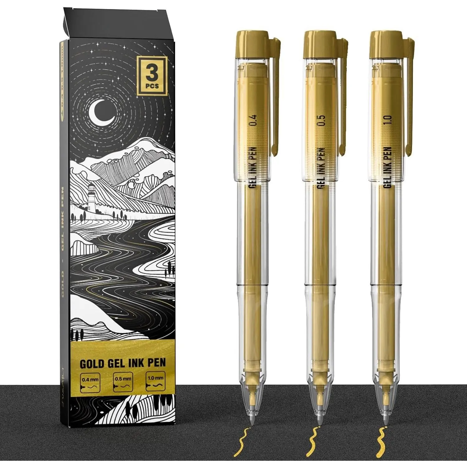 Gel Pens with 0.4mm, 0.5mm & 1.0mm  Tips, 3 Pack | Opaque  Ink Pens for Writing, Black Paper Journaling, Drawing & DIY Crafts, Ideal for Artists & Art Supplies